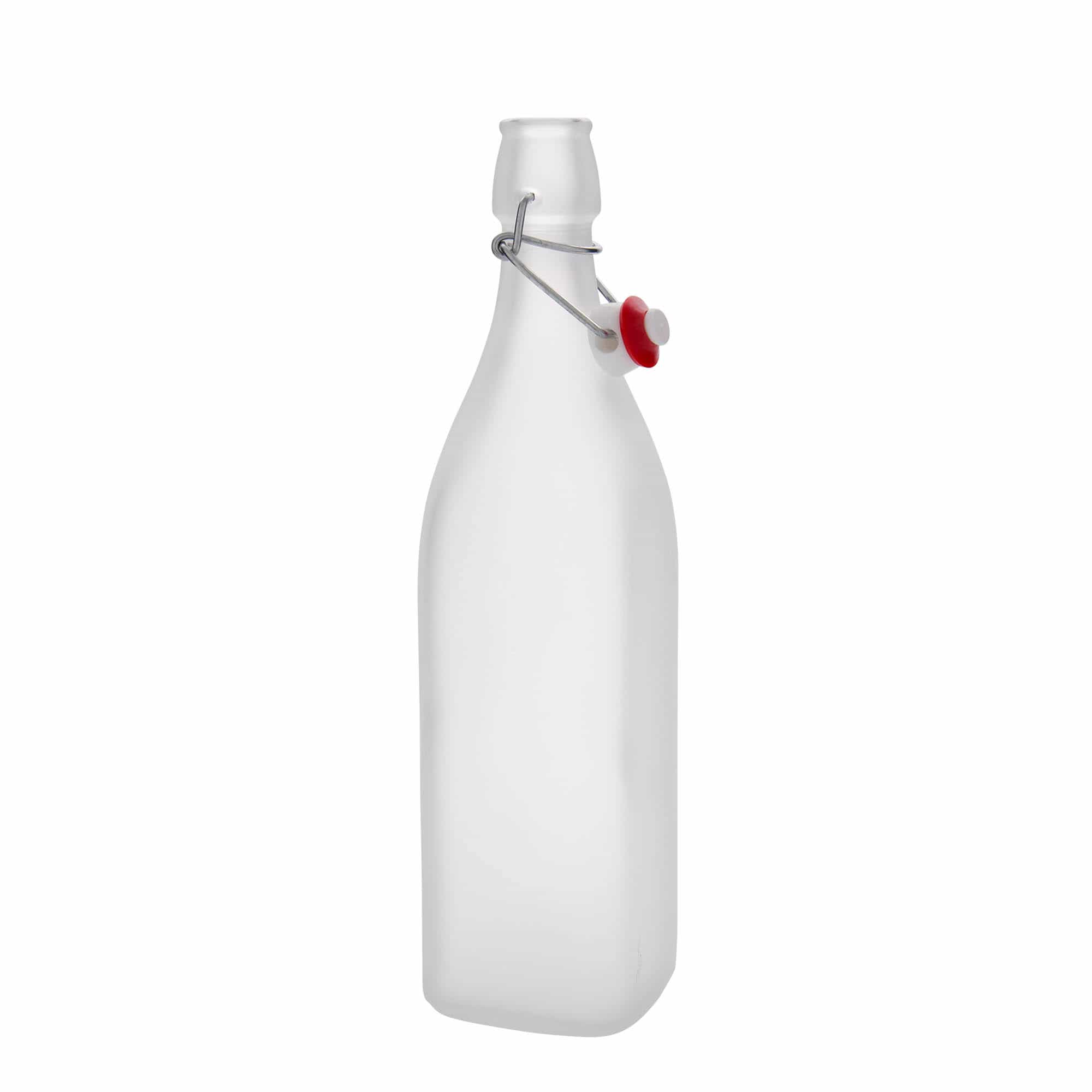 Γυάλινο μπουκάλι 'Swing' 1.000 ml, τετράγωνο, λευκό, στόμιο: μηχανικό πώμα