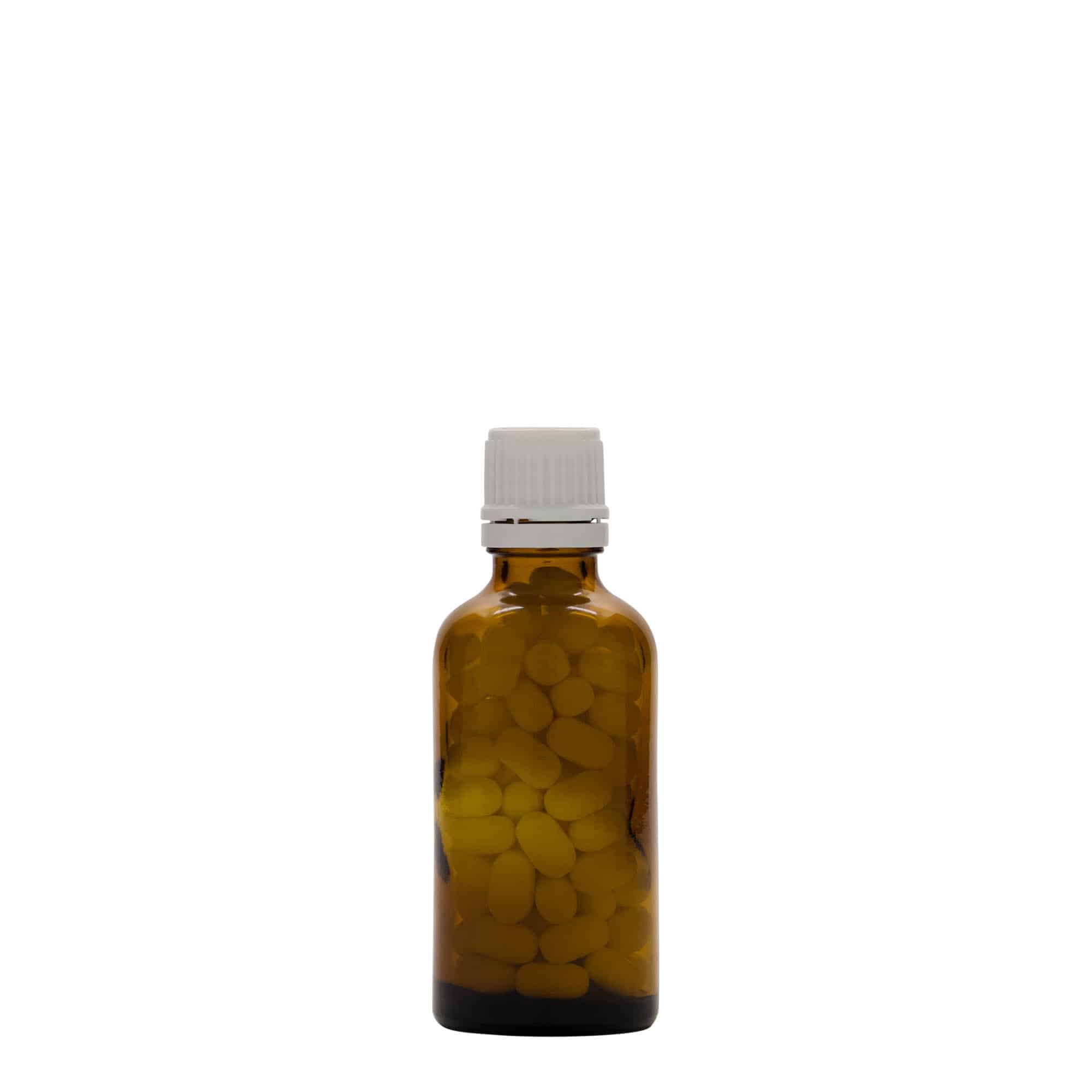 50 ml φιαλίδιο φαρμάκου, γυαλί, καφέ, στόμιο: DIN 18
