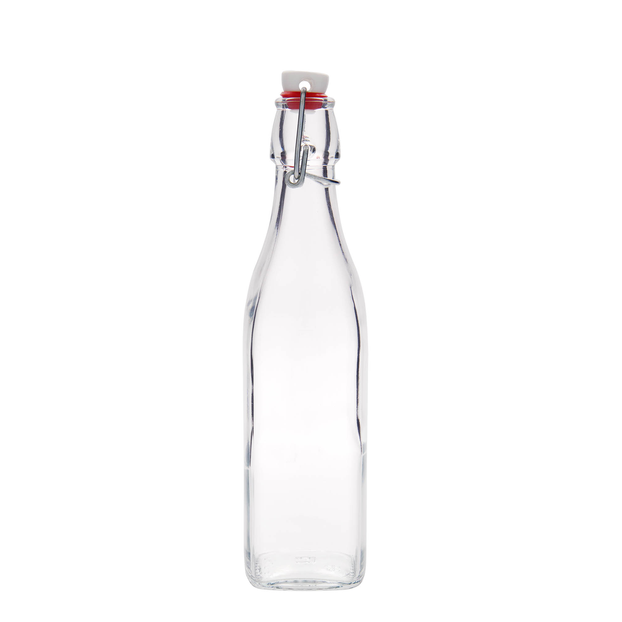 500 ml γυάλινο μπουκάλι 'Swing, τετράγωνο, στόμιο: κλείσιμο με μανταλάκι