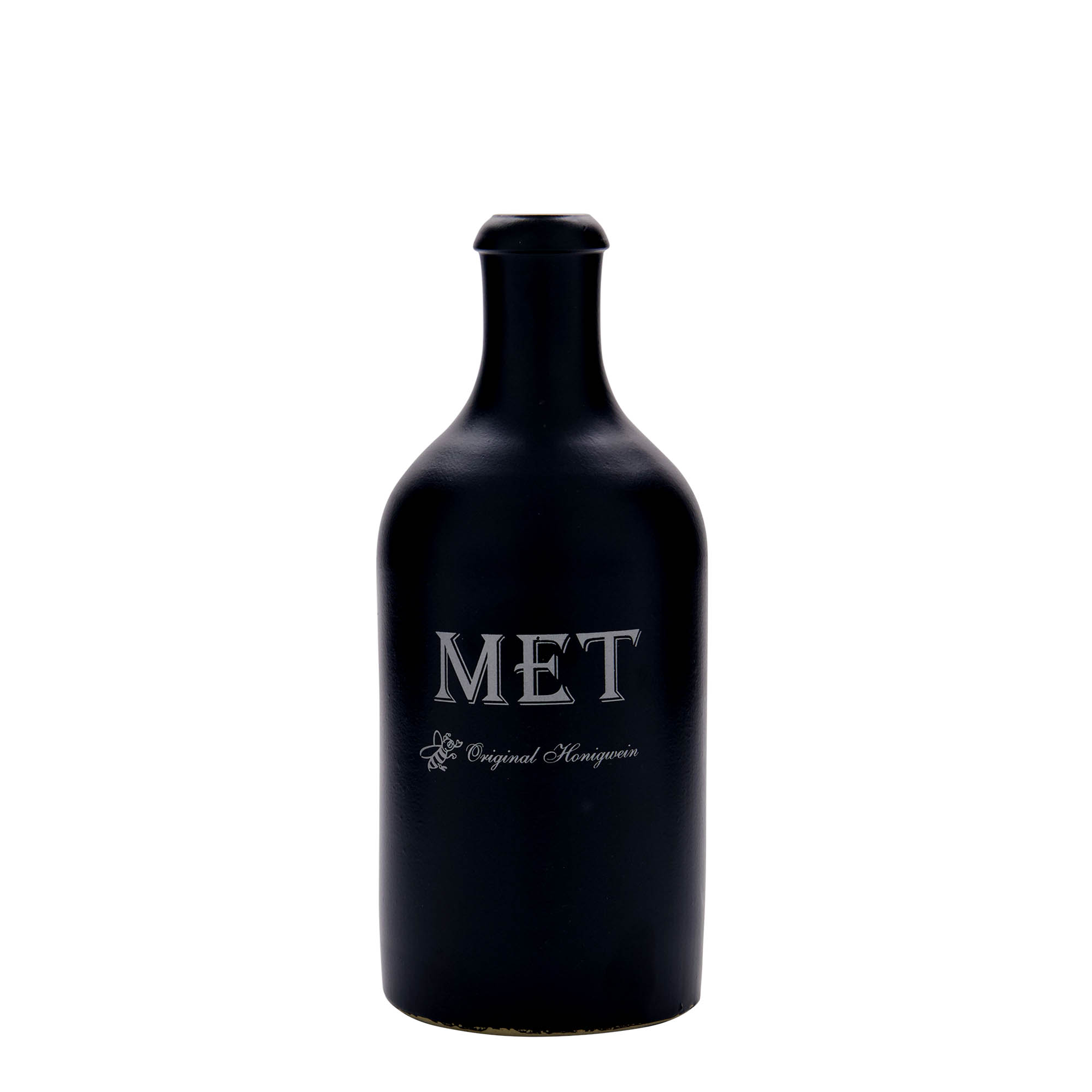 Κεραμικό μπουκάλι 500 ml, σχέδιο: Met, κεραμικό, μαύρο, στόμιο: φελλός