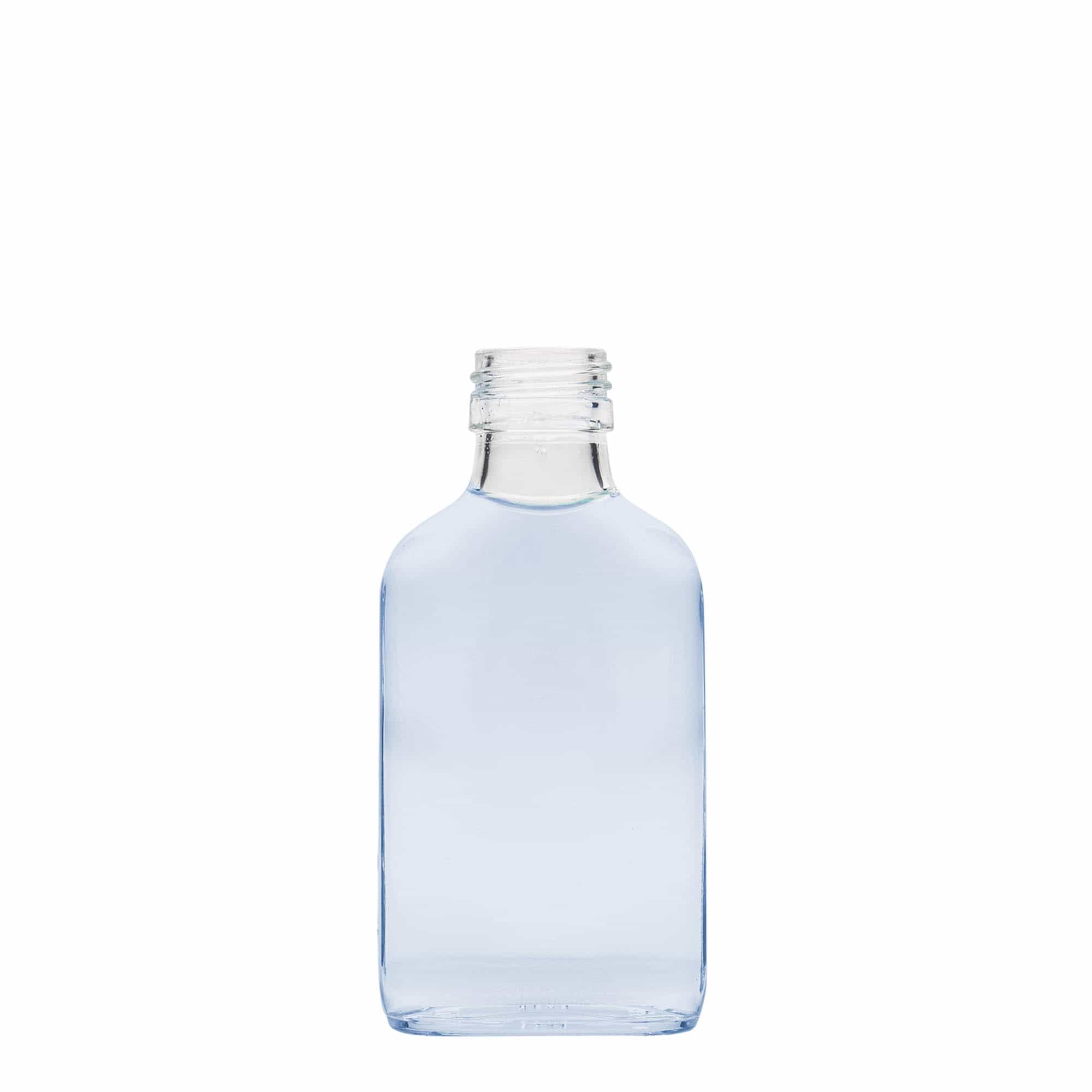 Φλασκί τσέπης 100 ml, ορθογώνιο, γυάλινο, στόμιο: PP 28