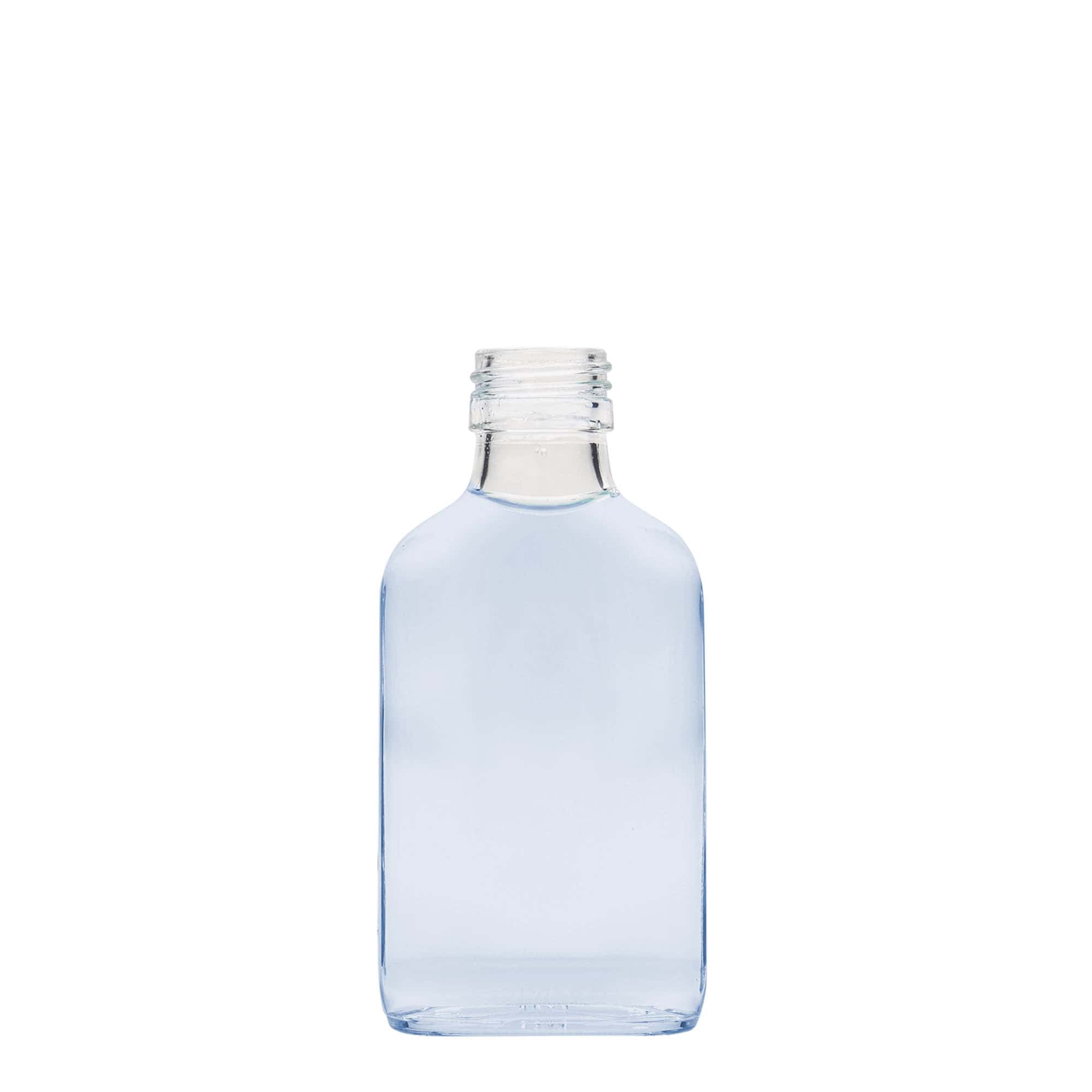 Φλασκί τσέπης 100 ml, ορθογώνιο, γυάλινο, στόμιο: PP 28
