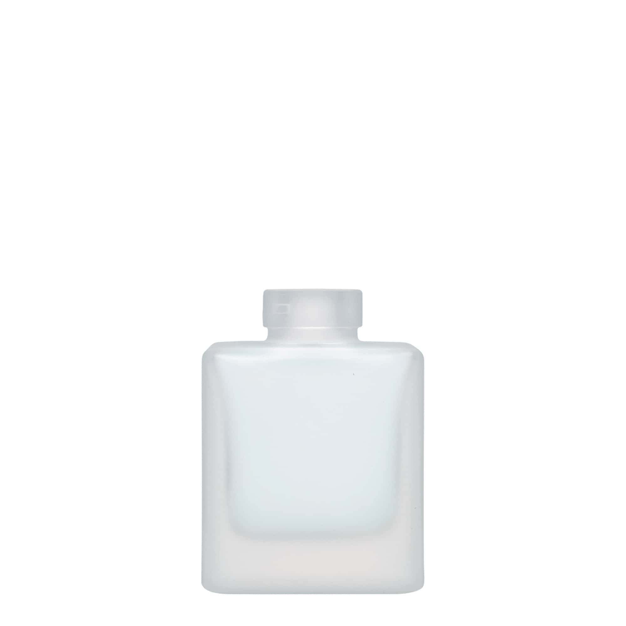 Γυάλινο μπουκάλι 'Cube' 100 ml, τετράγωνο, εφέ του πάγου, στόμιο: φελλός