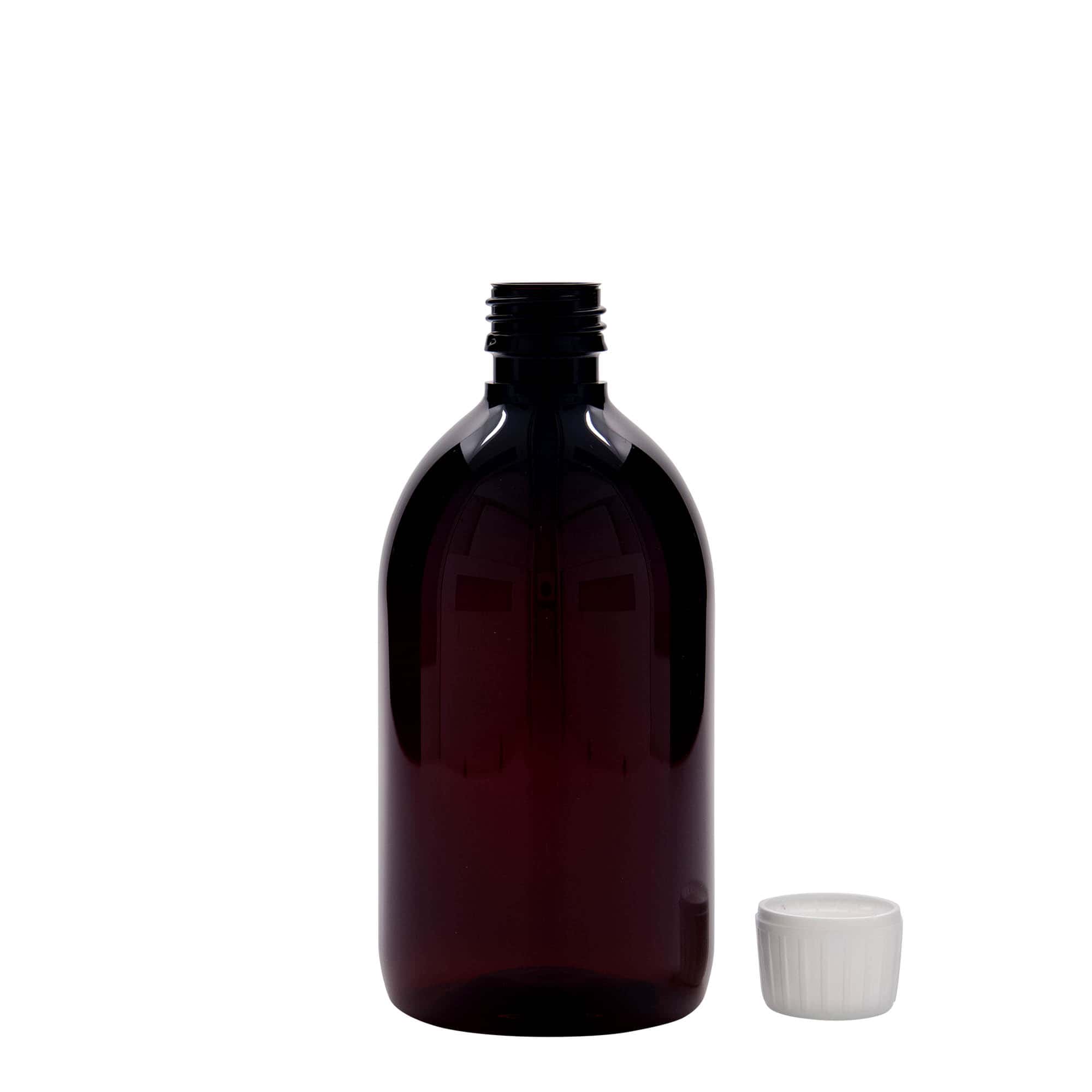 Μπουκάλι φαρμάκου PET 500 ml, καφέ, πλαστικό, στόμιο: PP 28