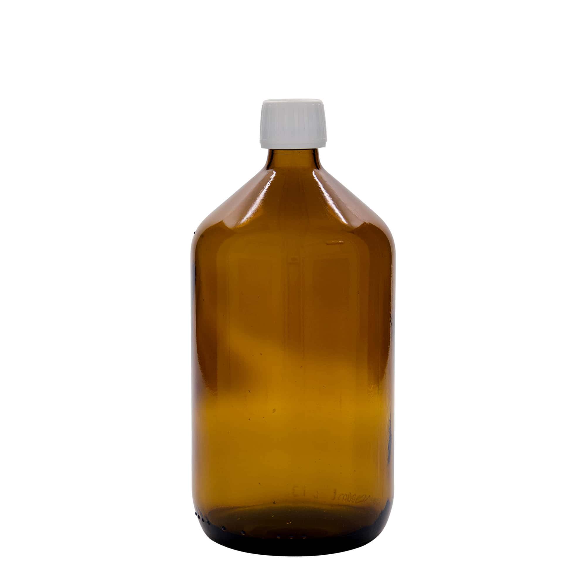 Μπουκάλι φαρμάκου 1.000 ml, καφέ, γυάλινο, στόμιο: PP 28