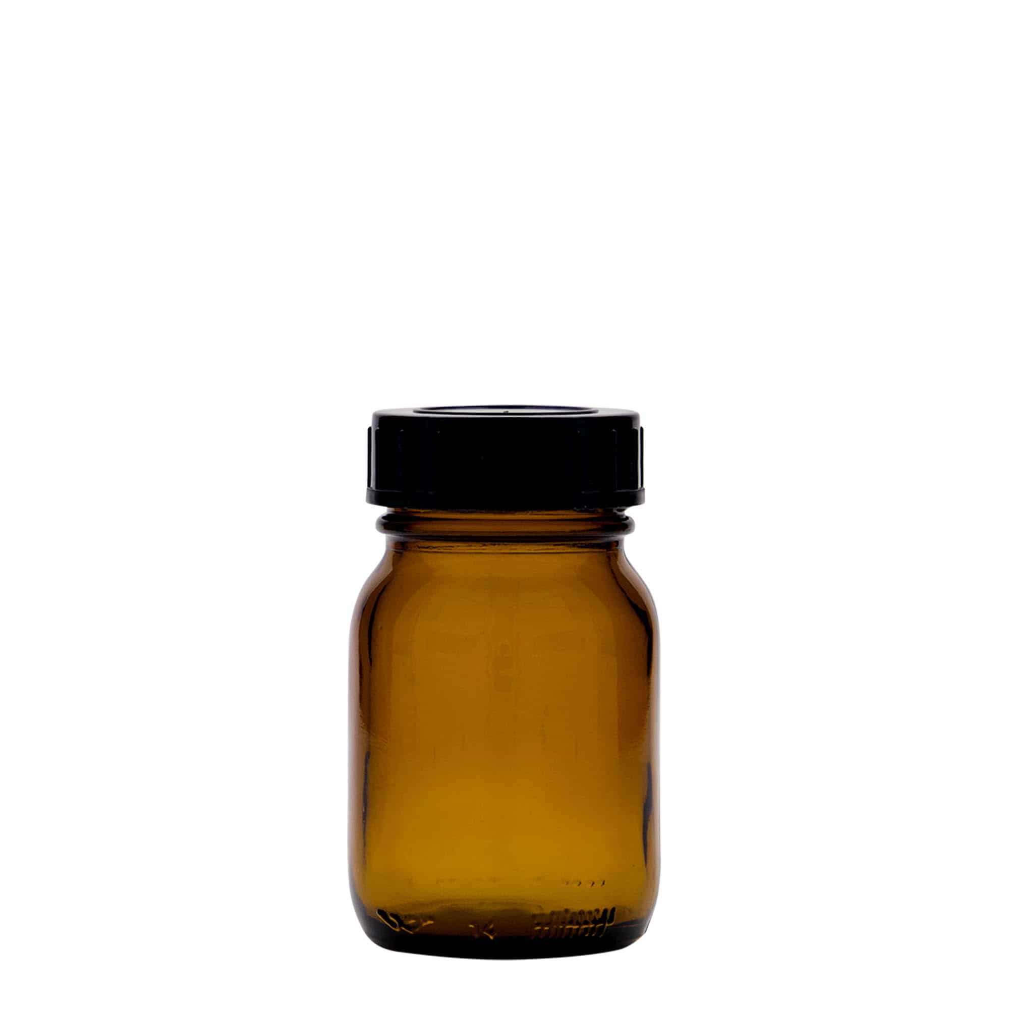 75 ml γυάλινο βάζο με φαρδύ λαιμό, καφέ, στόμιο: DIN 40