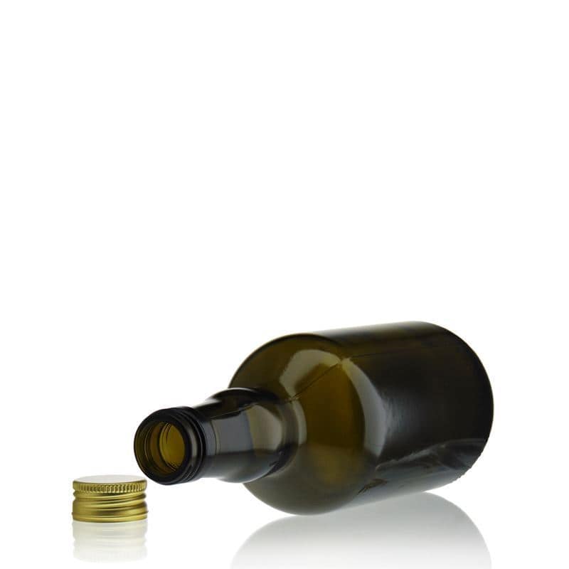 Γυάλινο μπουκάλι 'Olona' 500 ml, πράσινο αντικέ, στόμιο: PP 31,5