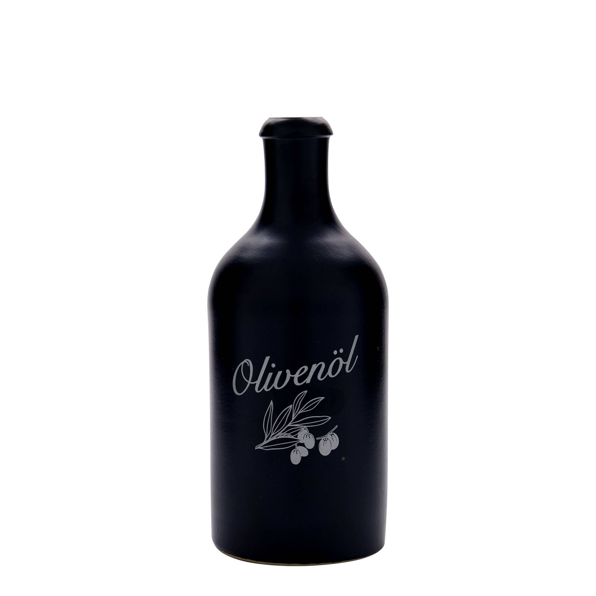 Κεραμικό μπουκάλι 500 ml, σχέδιο: ελαιόλαδο, κεραμικό, μαύρο, στόμιο: φελλός