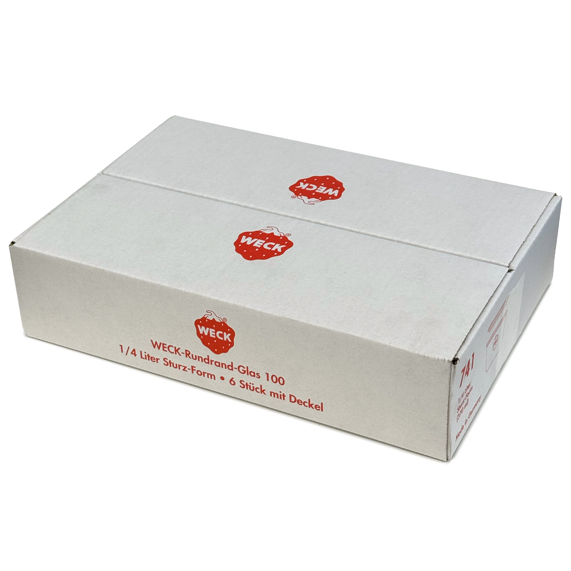 6x Κυλινδρικό βάζο WECK 370 ml με γυάλινο καπάκι RR 100