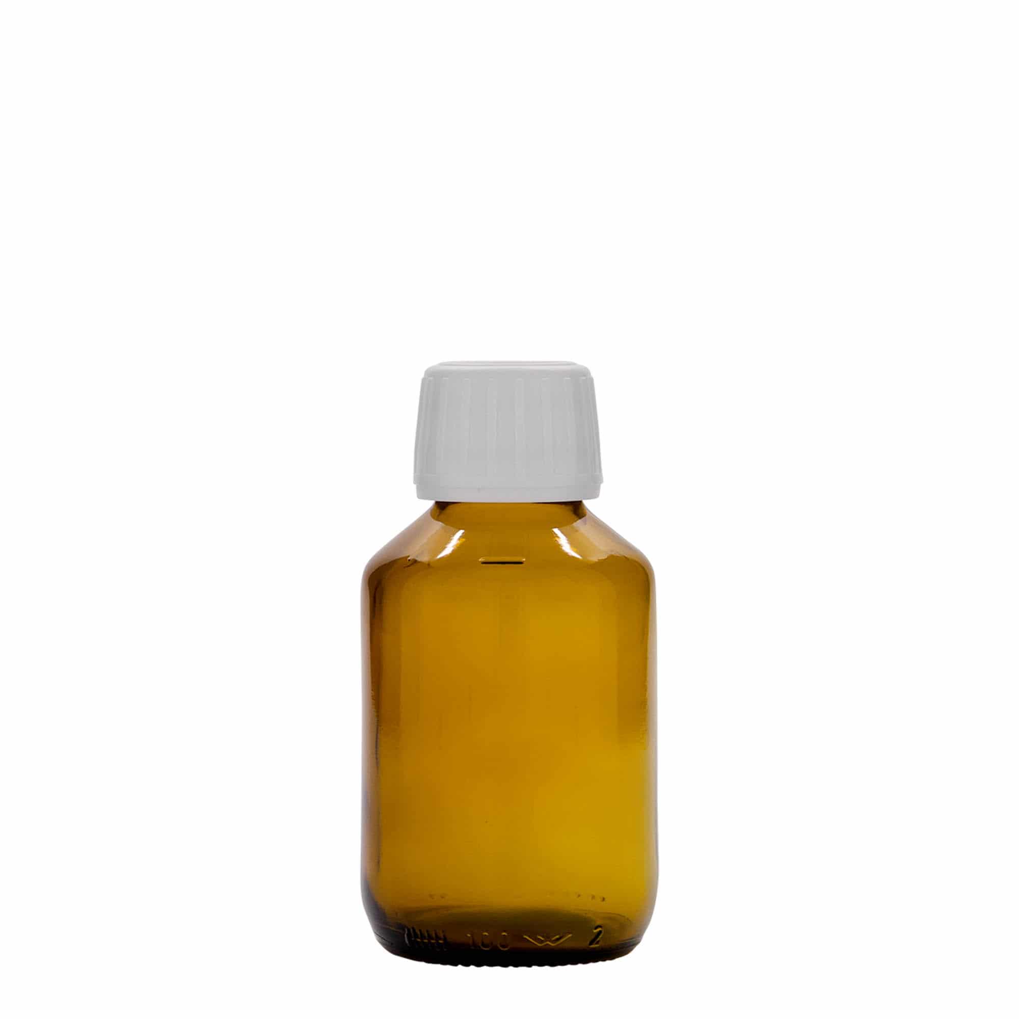 Μπουκάλι φαρμάκου 100 ml, καφέ, γυάλινο, στόμιο: PP 28