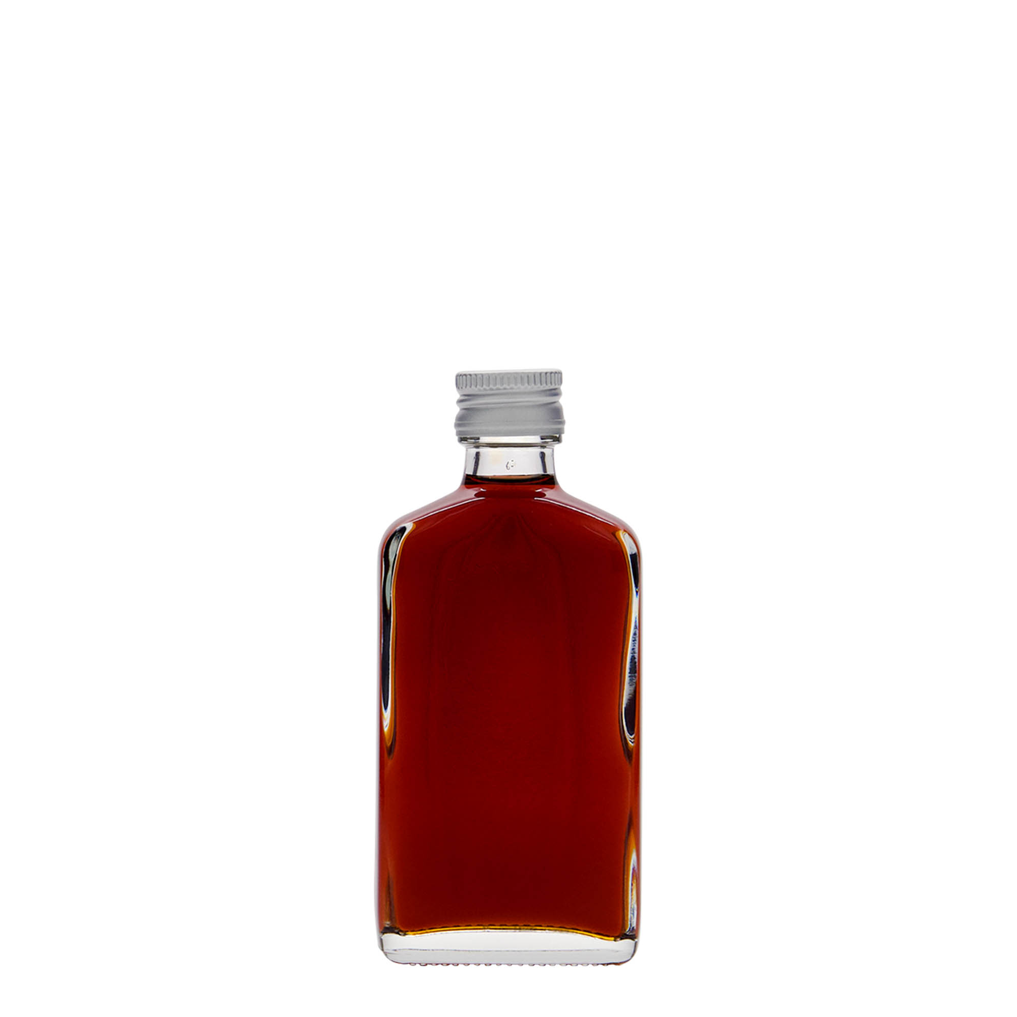 Φλασκί τσέπης 50 ml, ορθογώνιο, γυάλινο, στόμιο: PP 18 Φλασκί τσέπης 50 ml, ορθογώνιο, γυάλινο, στόμιο: PP 18