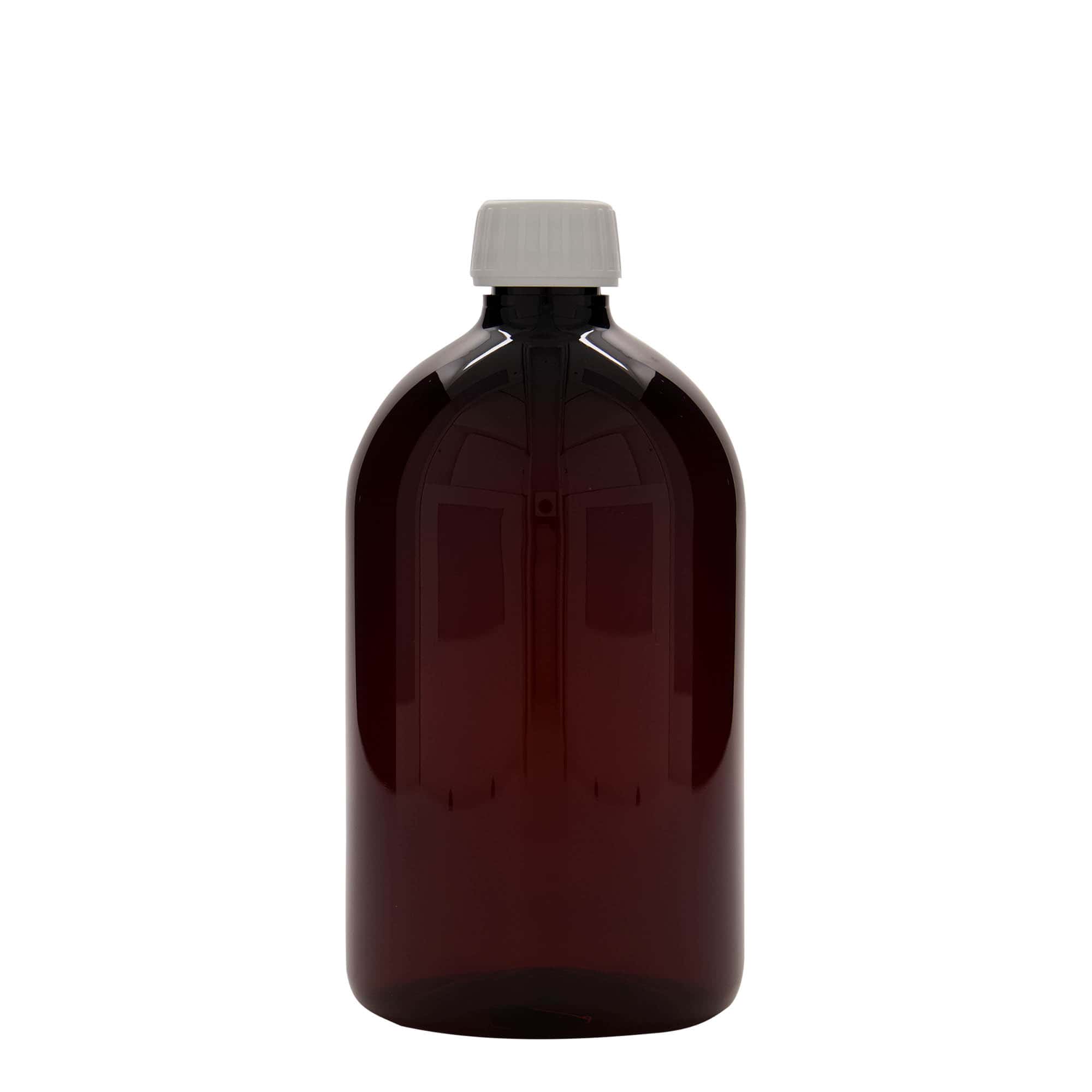 Μπουκάλι φαρμάκου PET 1.000 ml, καφέ, πλαστικό, στόμιο: PP 28