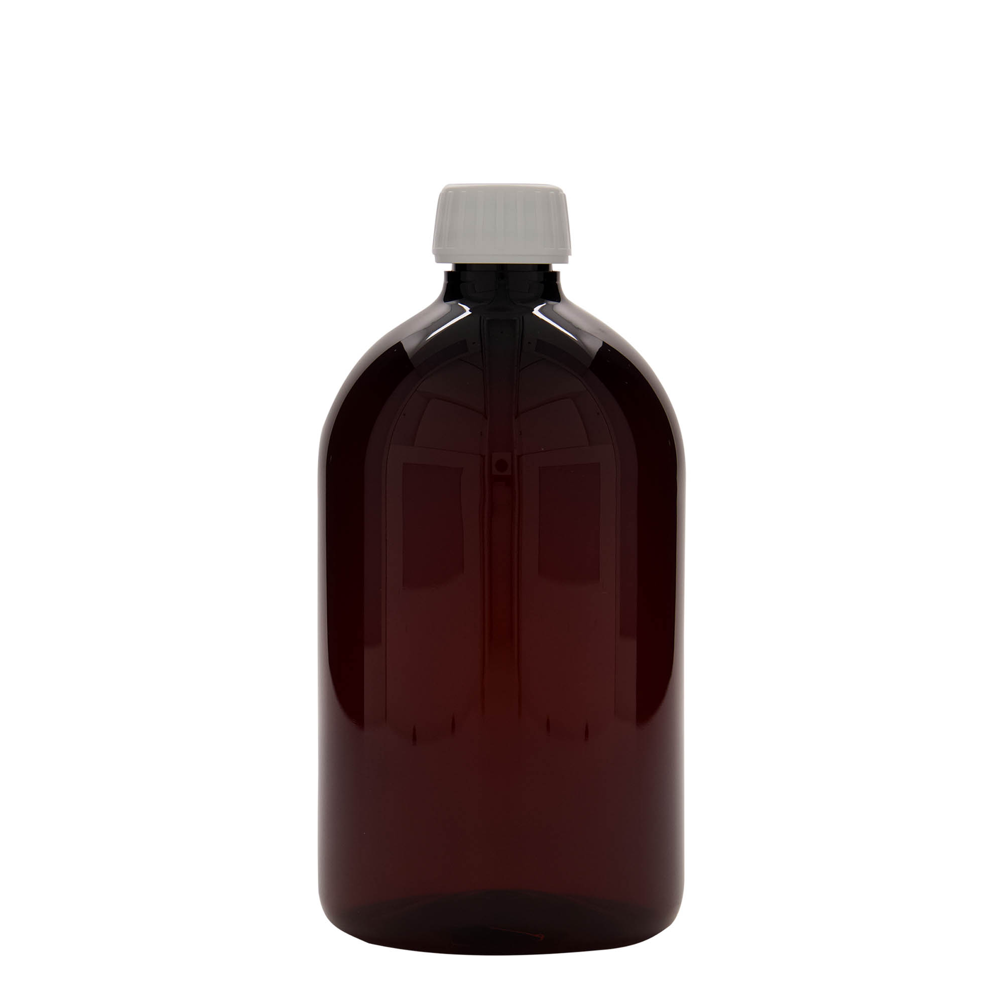Μπουκάλι φαρμάκου PET 1.000 ml, καφέ, πλαστικό, στόμιο: PP 28
