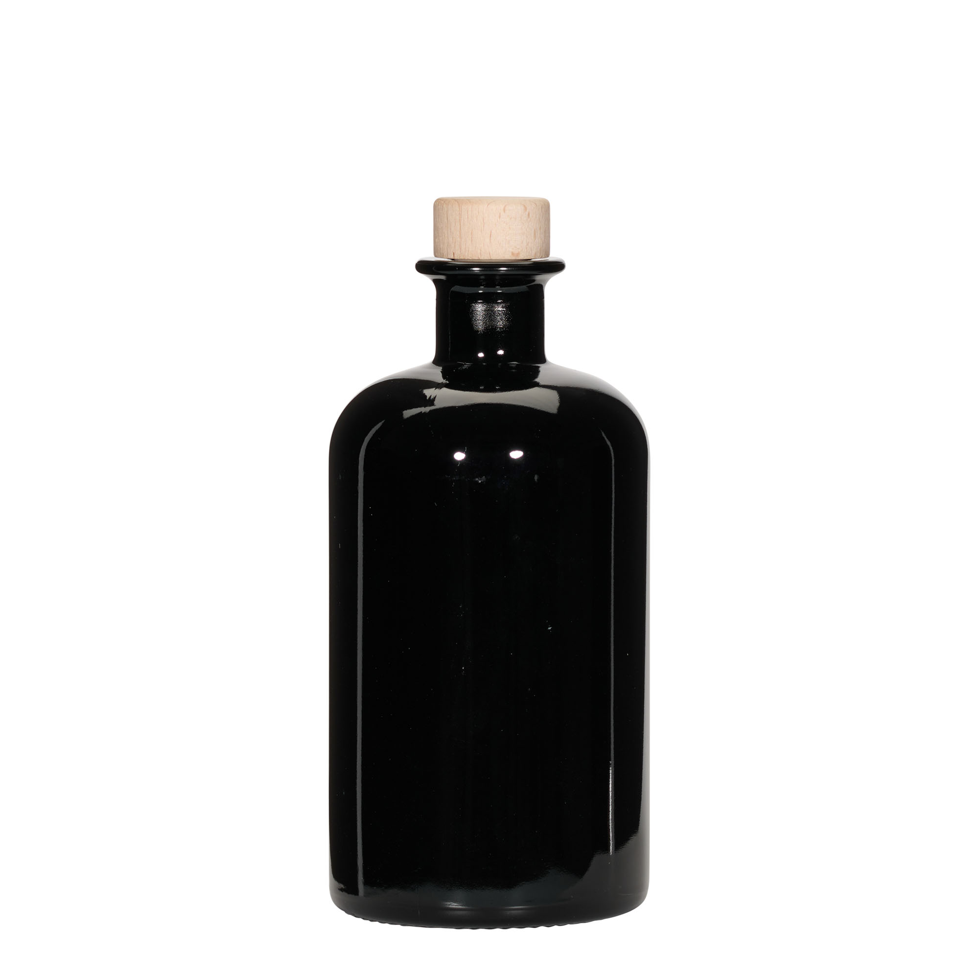 Γυάλινο μπουκάλι φαρμακείου 500 ml, μαύρο, στόμιο: φελλός