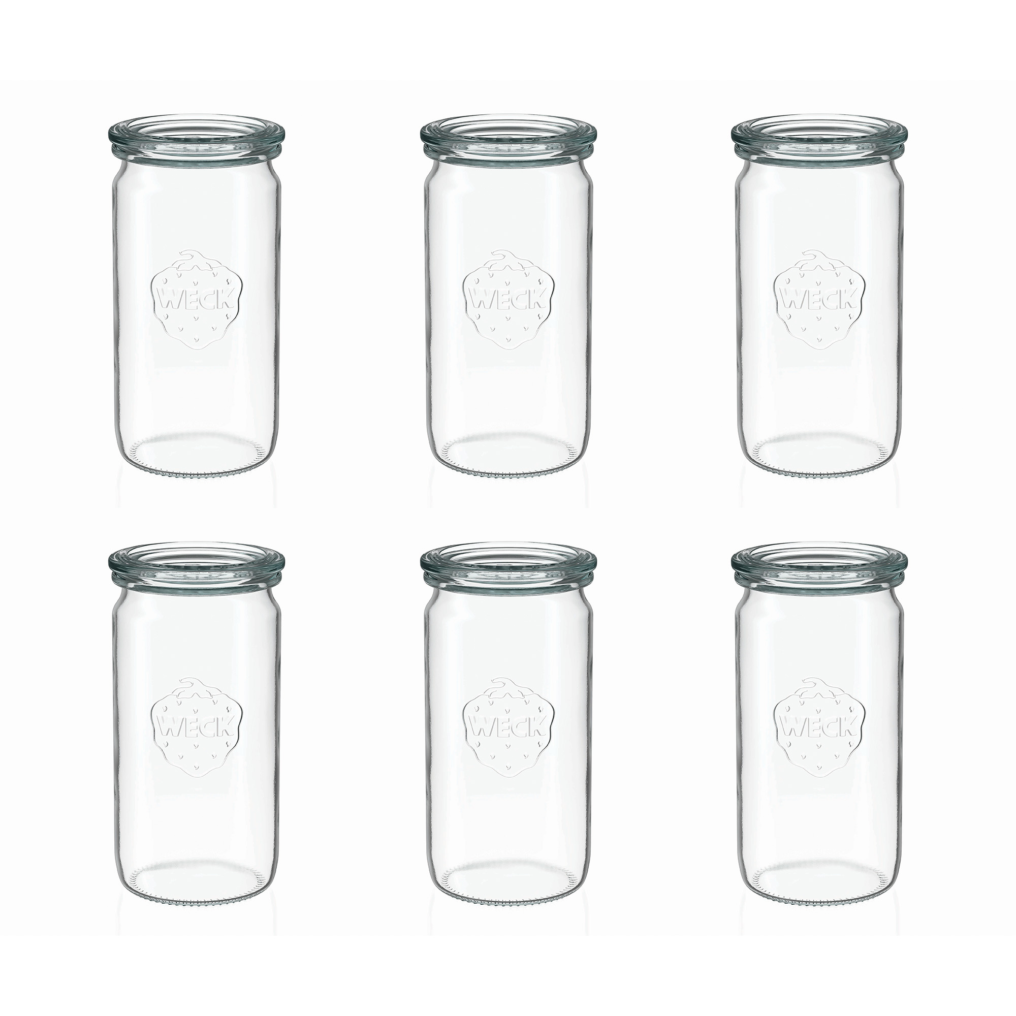6x Κυλινδρικό βάζο WECK 340 ml με γυάλινο καπάκι RR 60