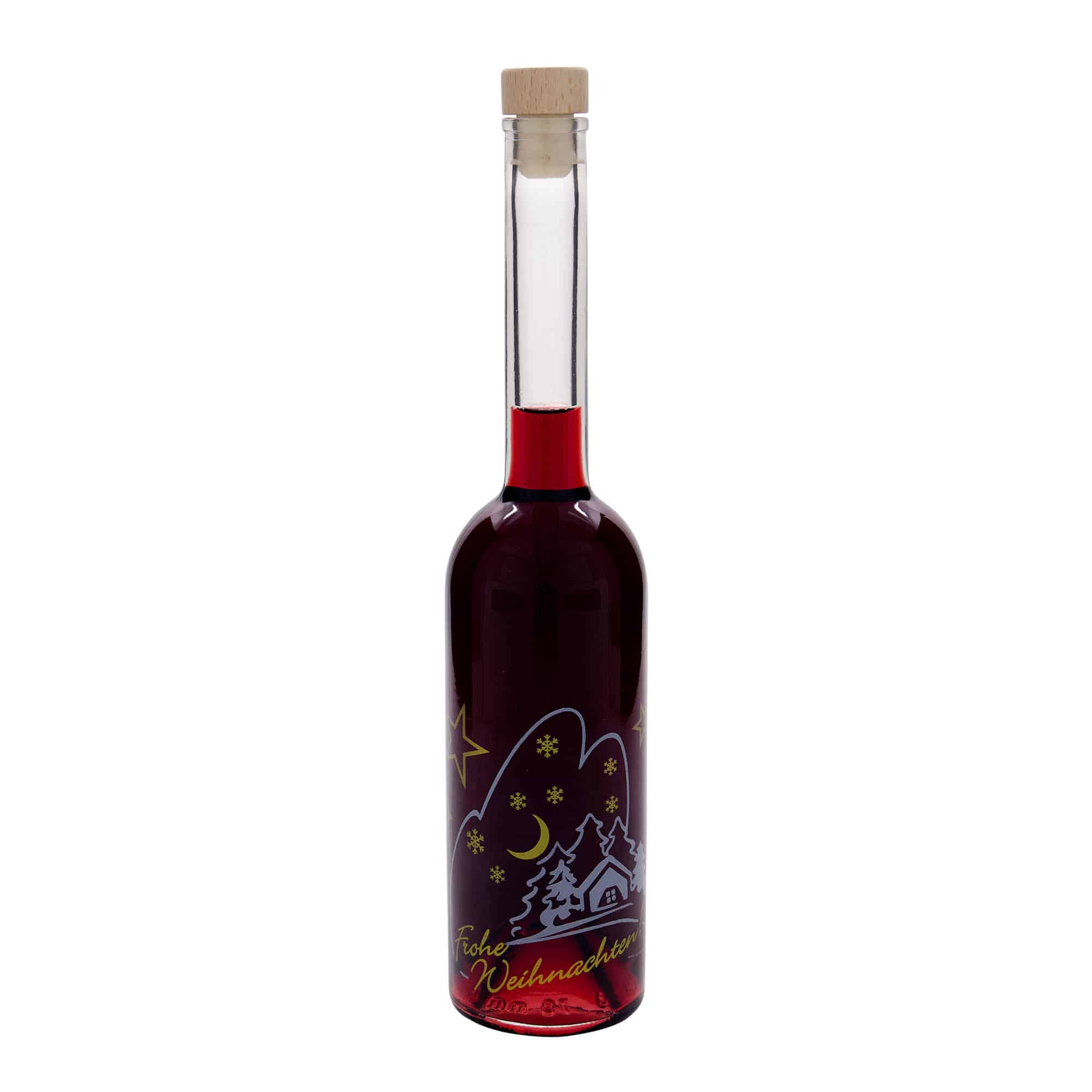 Γυάλινο μπουκάλι 'Opera' 500 ml, σχέδιο: χριστουγεννιάτικο ειδύλλιο, στόμιο: φελλός