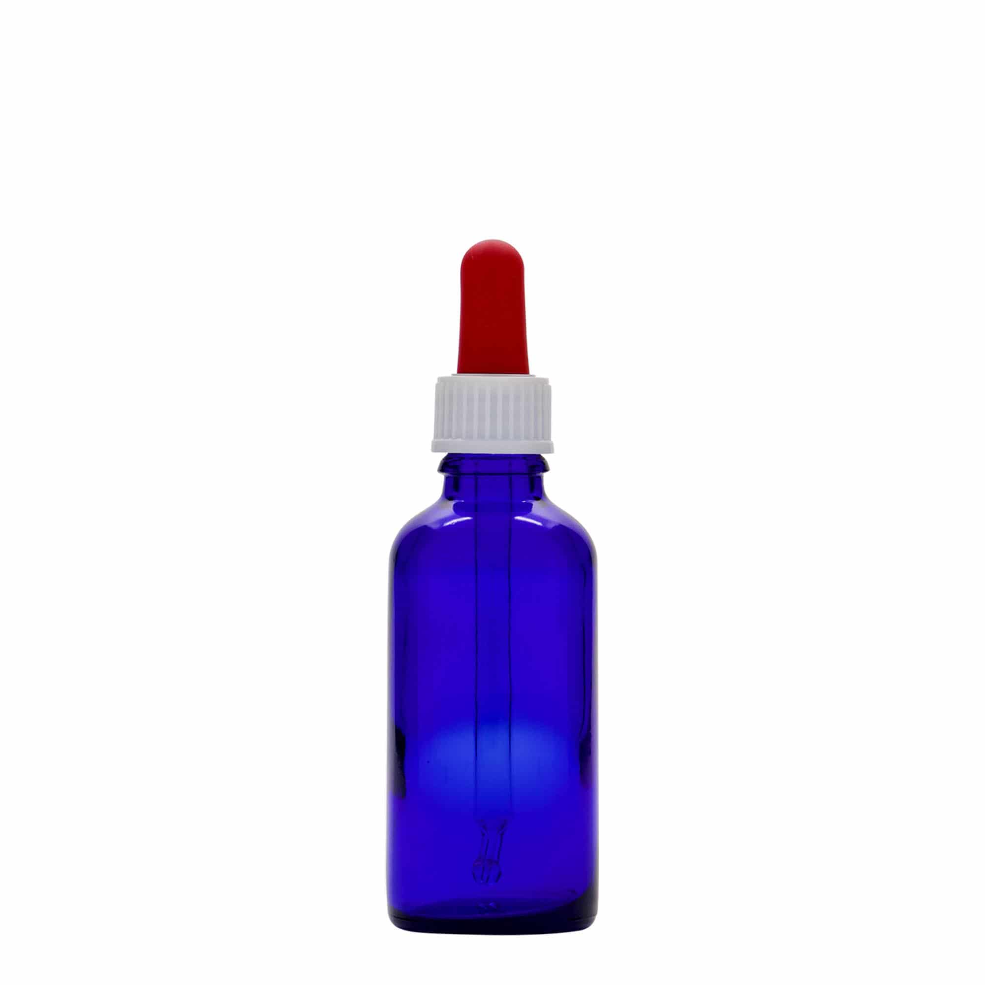 50 ml φιαλίδιο με πιπέτα φαρμακευτικό, γυάλινο, βασιλικό μπλε-κόκκινο, στόμιο: DIN 18