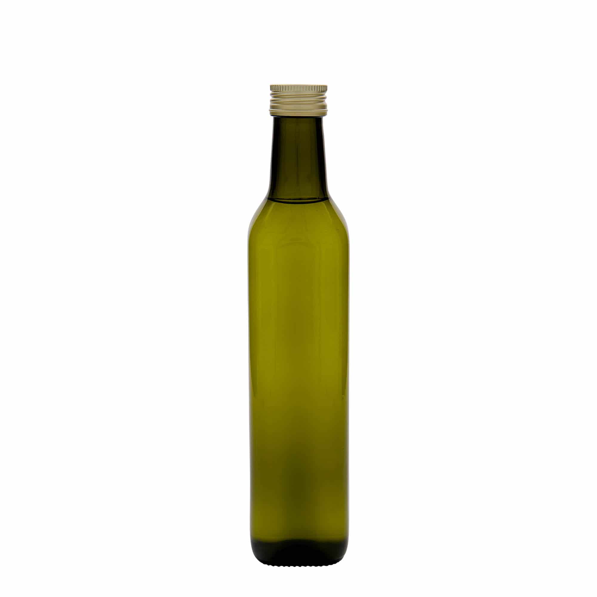 Γυάλινο μπουκάλι 'Marasca' 500 ml, τετράγωνο, πράσινο αντικέ, στόμιο: PP 31,5