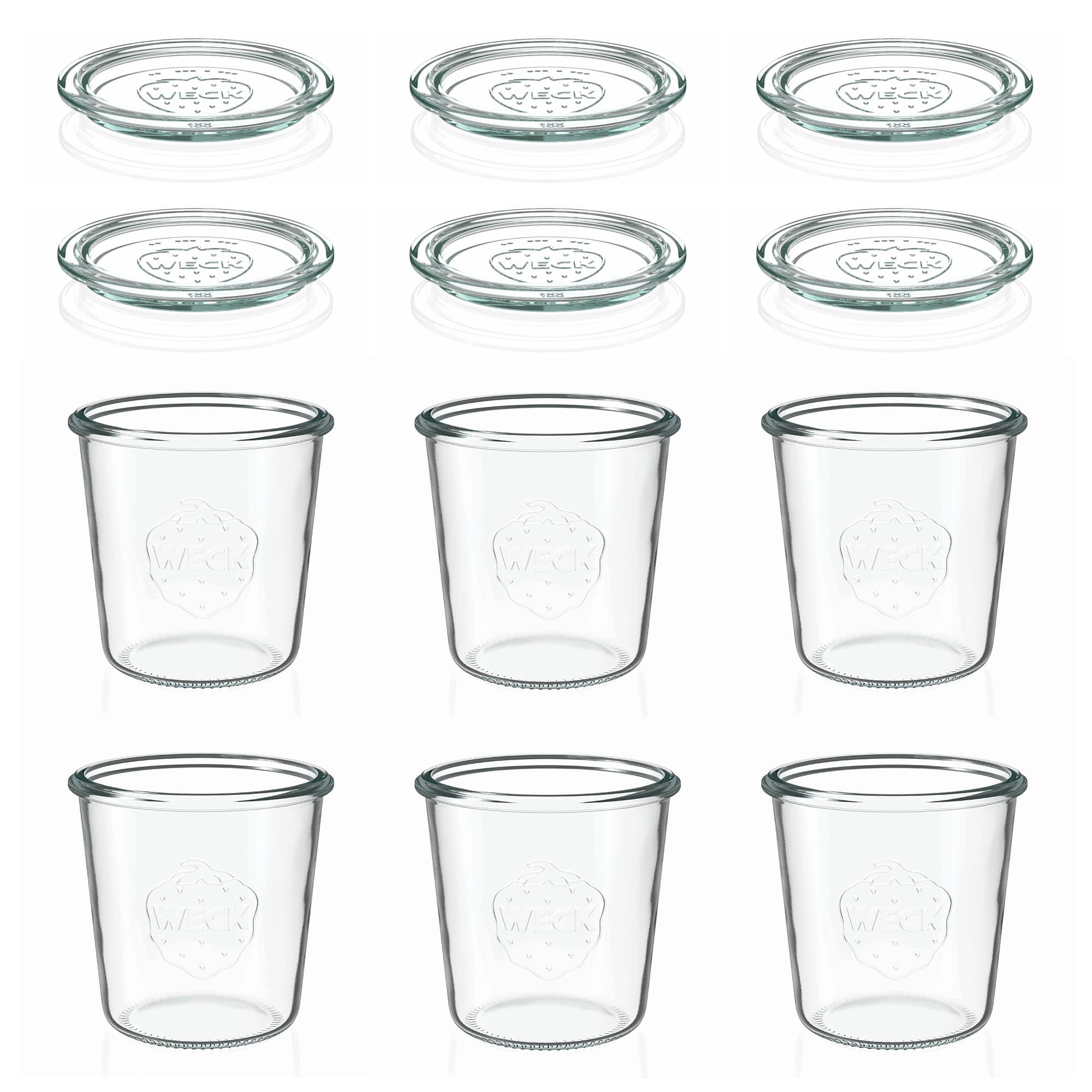 6x Κυλινδρικό βάζο WECK 580 ml με γυάλινο καπάκι RR 100