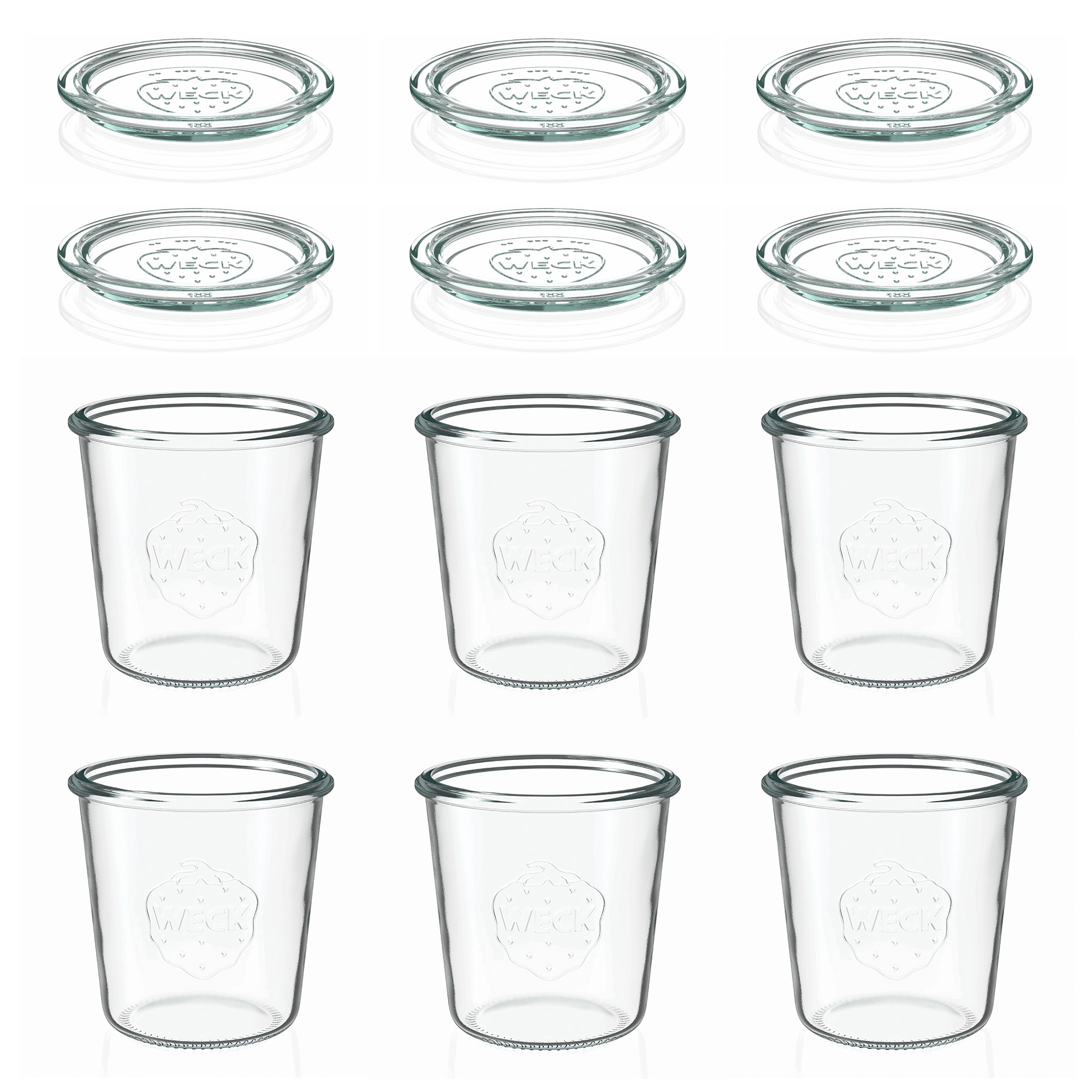 6x Κυλινδρικό βάζο WECK 580 ml με γυάλινο καπάκι RR 100