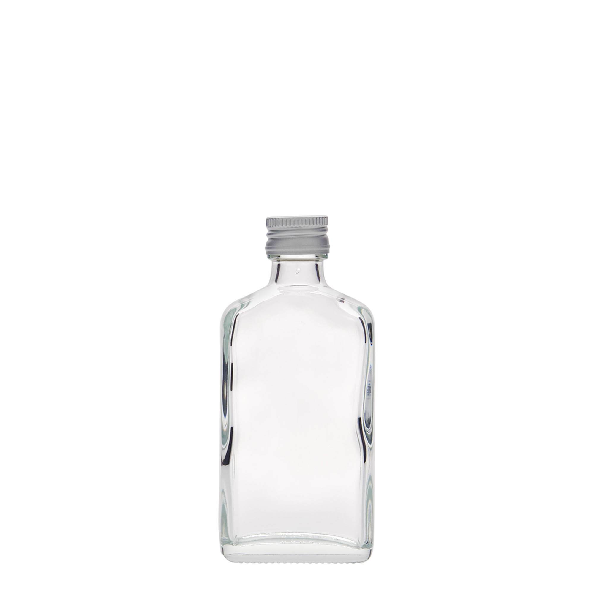 Φλασκί τσέπης 50 ml, ορθογώνιο, γυάλινο, στόμιο: PP 18 Φλασκί τσέπης 50 ml, ορθογώνιο, γυάλινο, στόμιο: PP 18