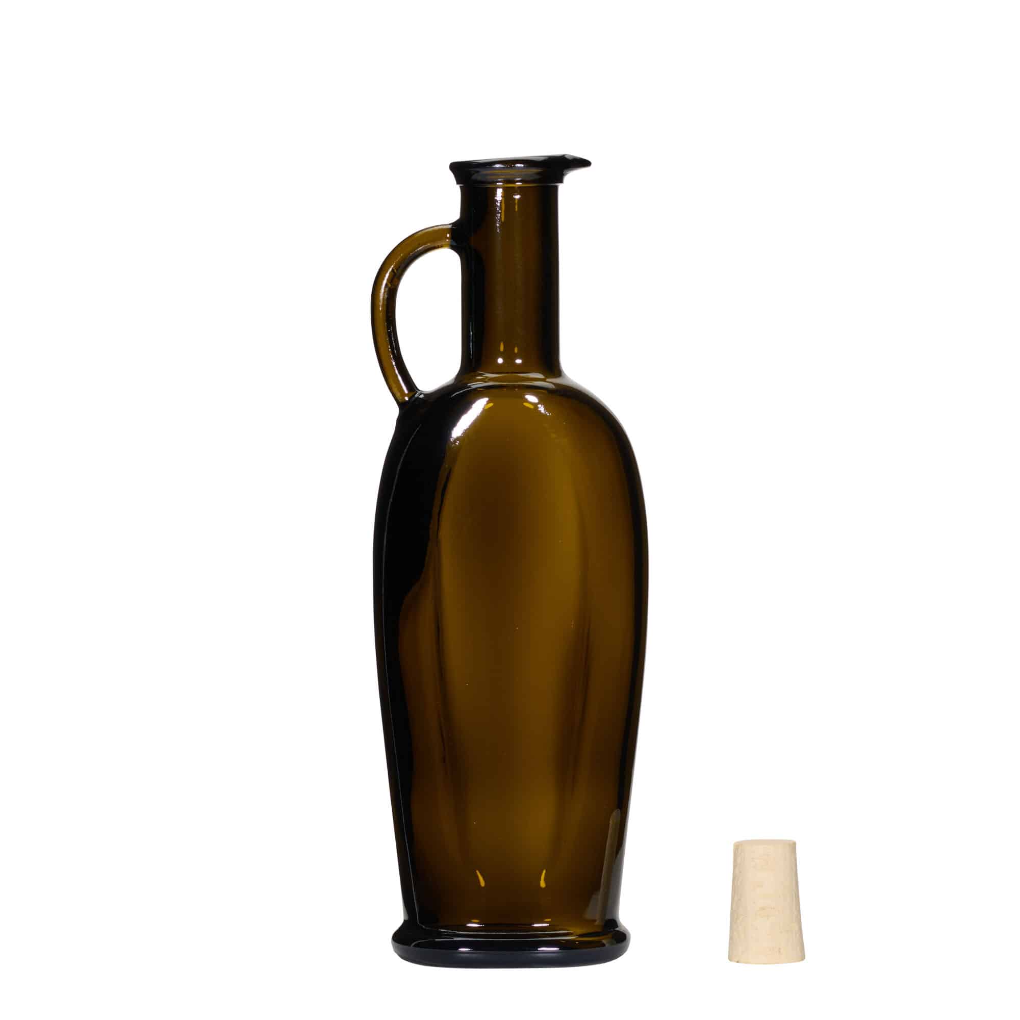 Γυάλινο μπουκάλι 'Eleganta' 250 ml, οβάλ, πράσινο αντικέ, στόμιο: φελλός