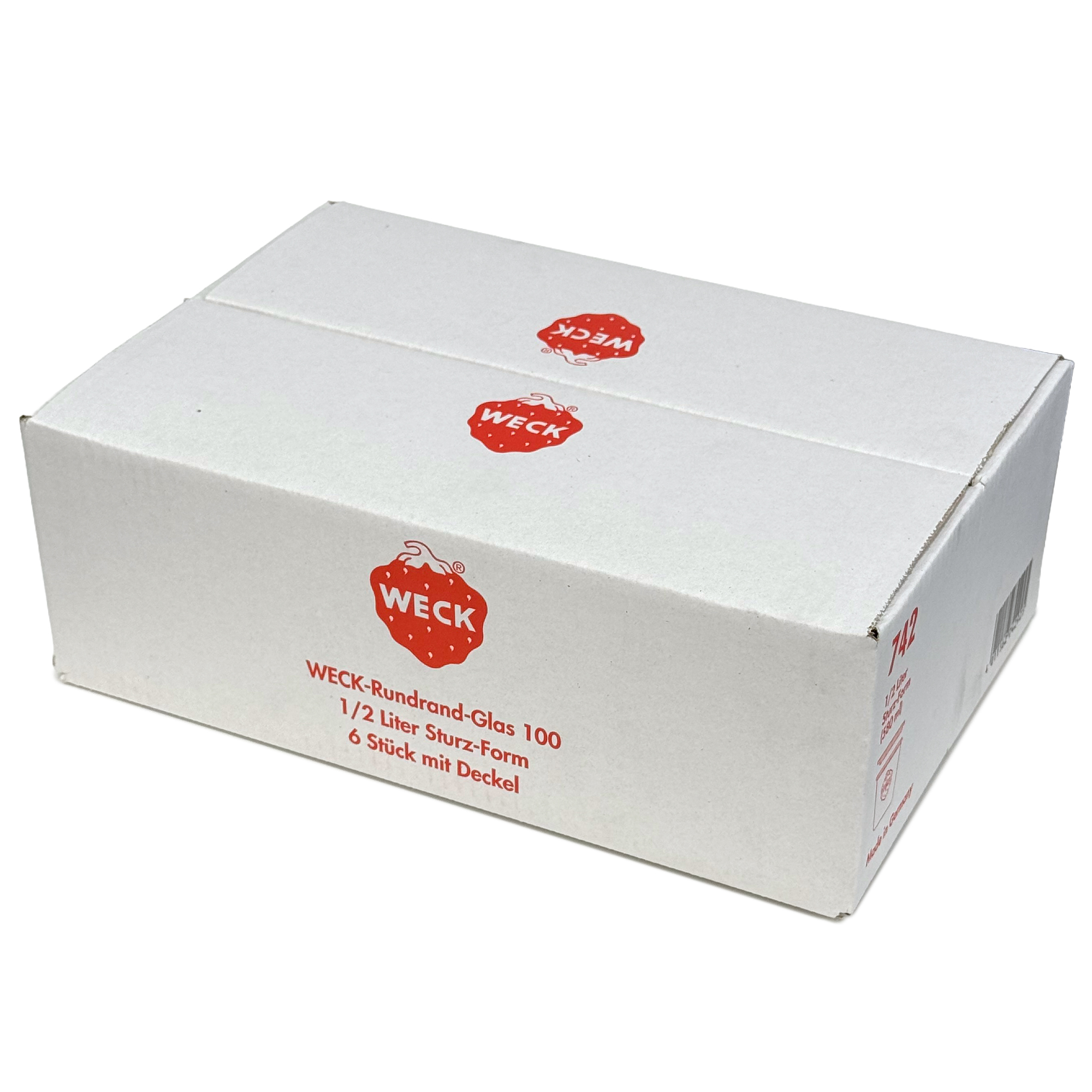 6x Κυλινδρικό βάζο WECK 580 ml με γυάλινο καπάκι RR 100