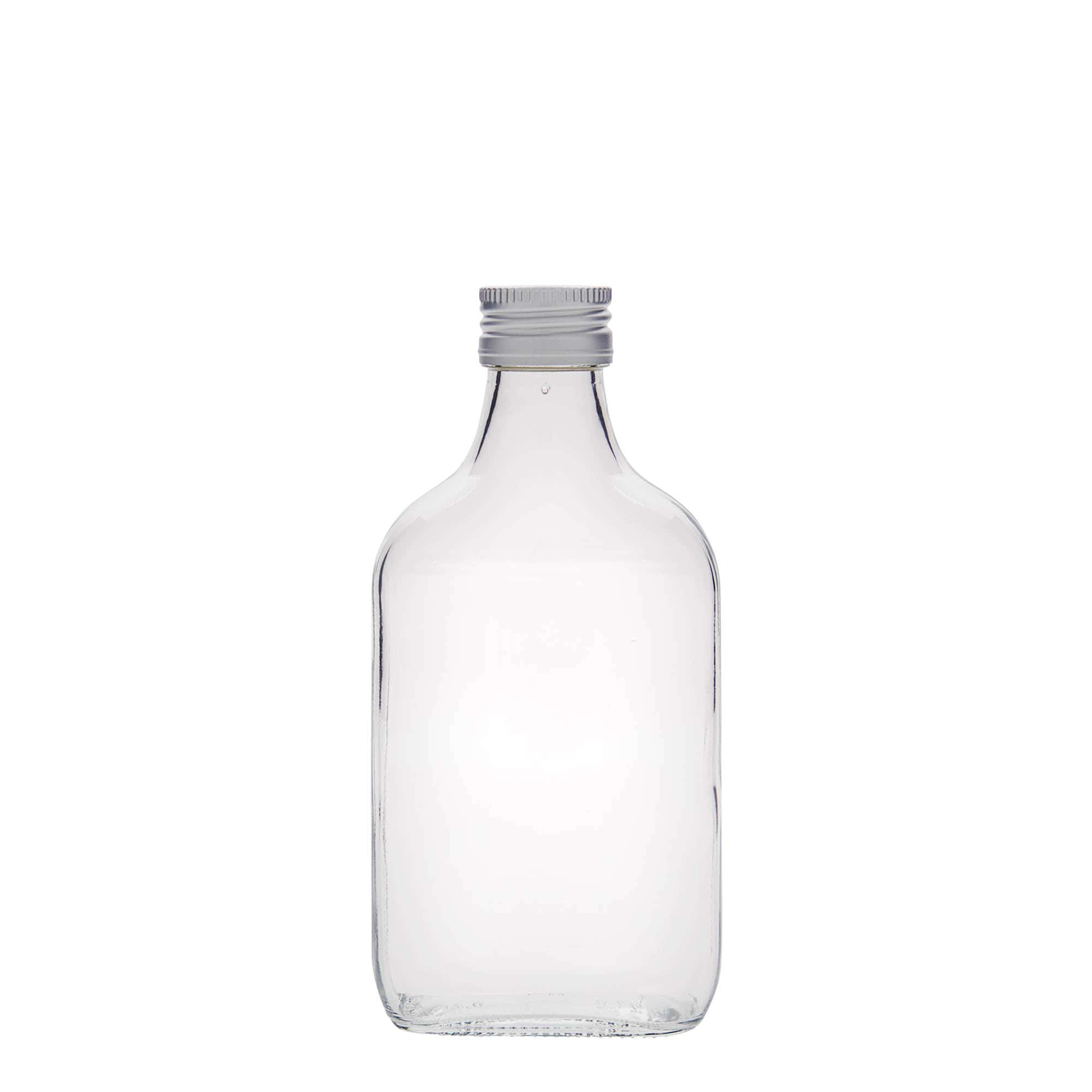 Φλασκί τσέπης 200 ml, ορθογώνιο, γυάλινο, στόμιο: PP 28