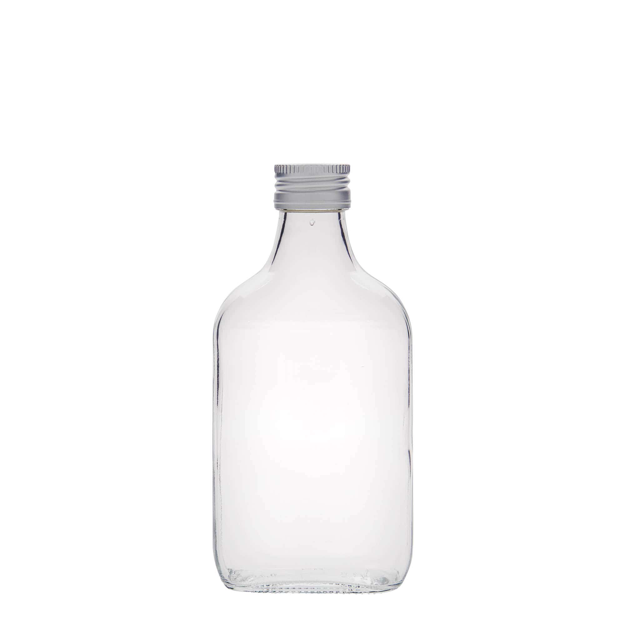 Φλασκί τσέπης 200 ml, ορθογώνιο, γυάλινο, στόμιο: PP 28