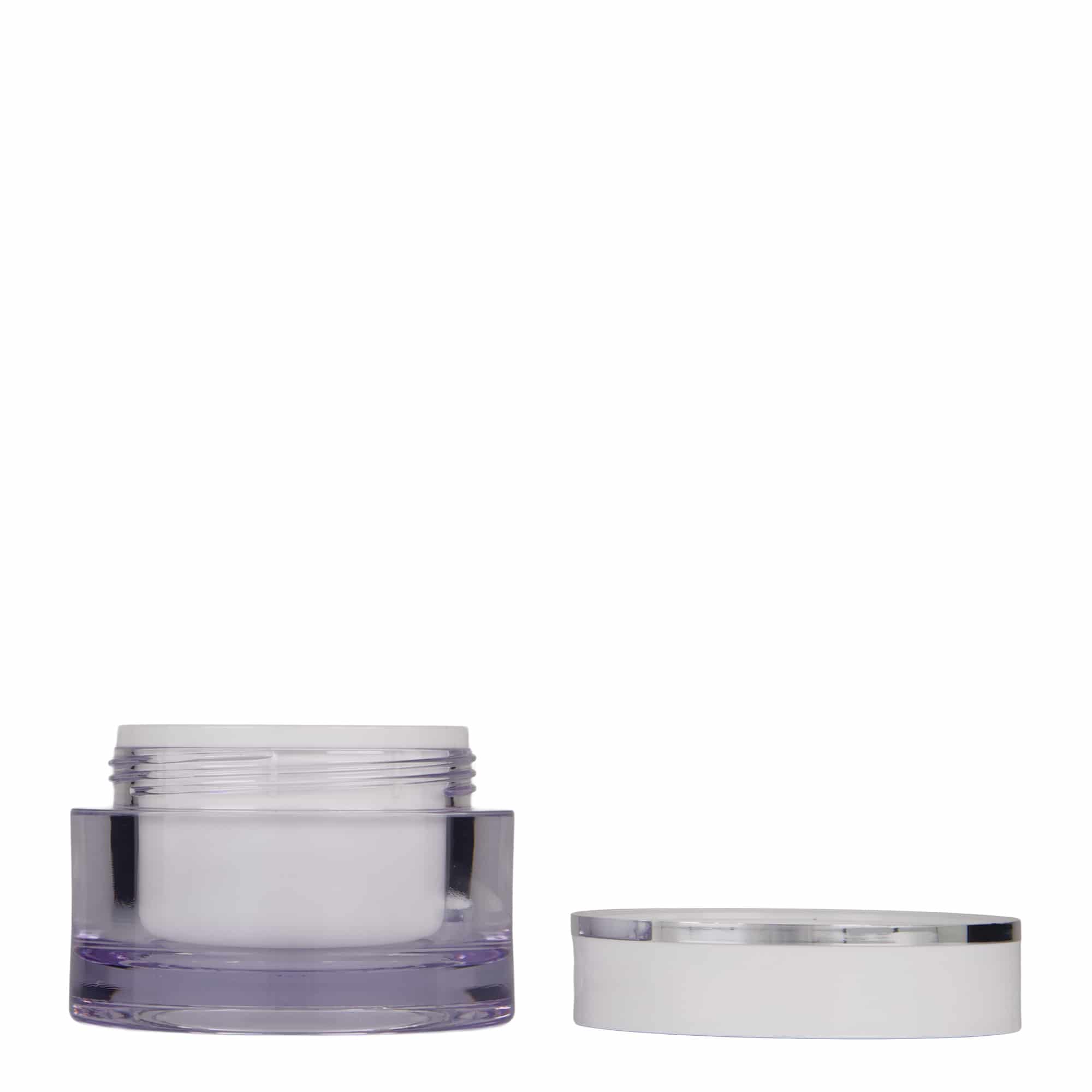50 ml βαζάκι, πλαστικό SAN, λευκό, στόμιο: βιδωτό καπάκι