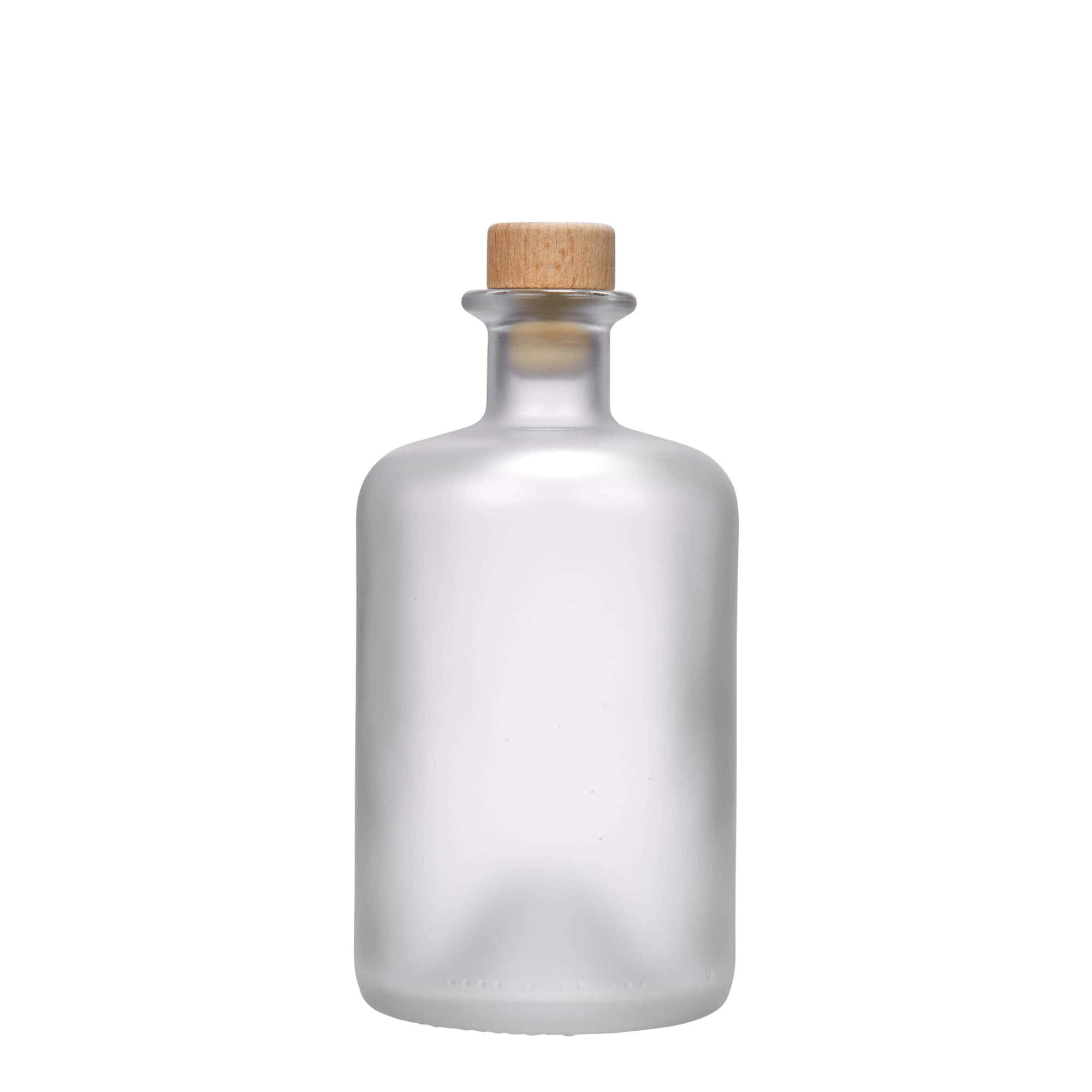Γυάλινο μπουκάλι φαρμακείου 500 ml, εφέ του πάγου, στόμιο: φελλός