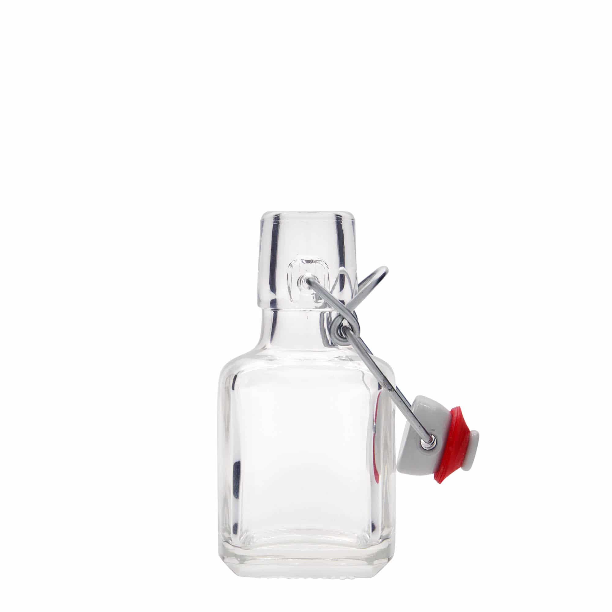 Γυάλινο μπουκάλι 'Kubica' 100 ml, τετράγωνο, στόμιο: μηχανικό πώμα Γυάλινο μπουκάλι 'Kubica' 100 ml, τετράγωνο, στόμιο: μηχανικό πώμα