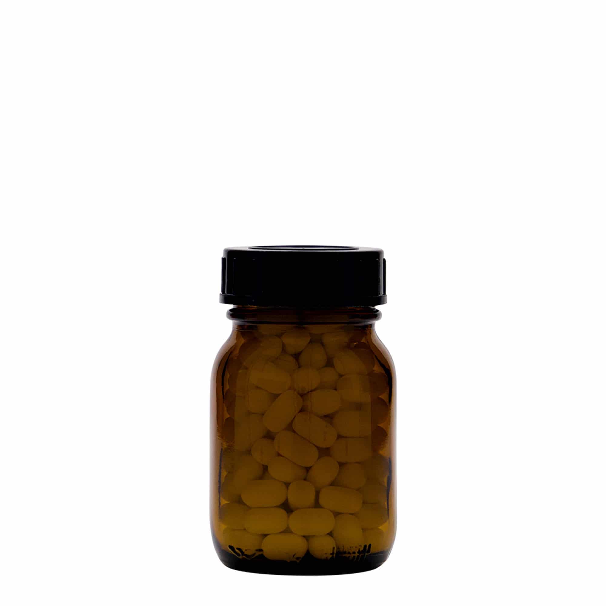 75 ml γυάλινο βάζο με φαρδύ λαιμό, καφέ, στόμιο: DIN 40