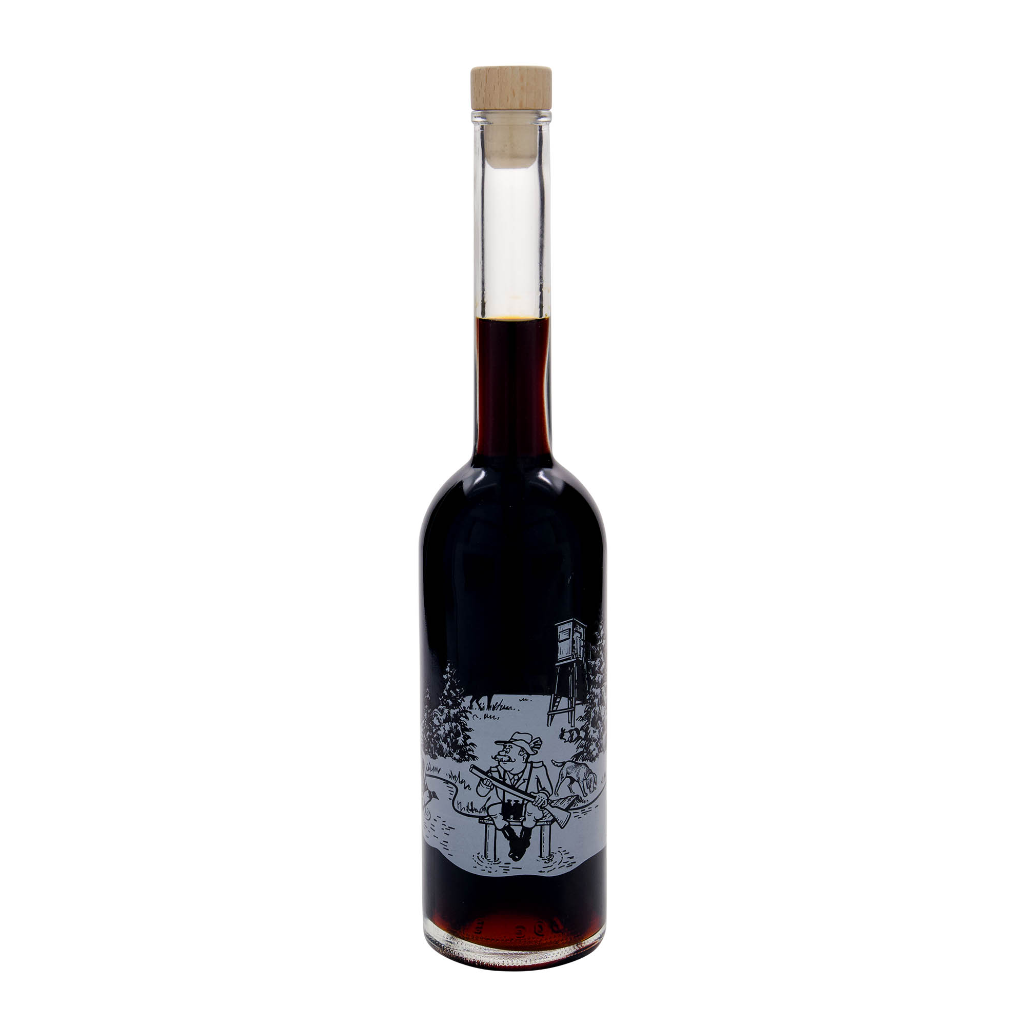 Γυάλινο μπουκάλι 'Opera' 500 ml, σχέδιο: κυνηγός, στόμιο: φελλός
