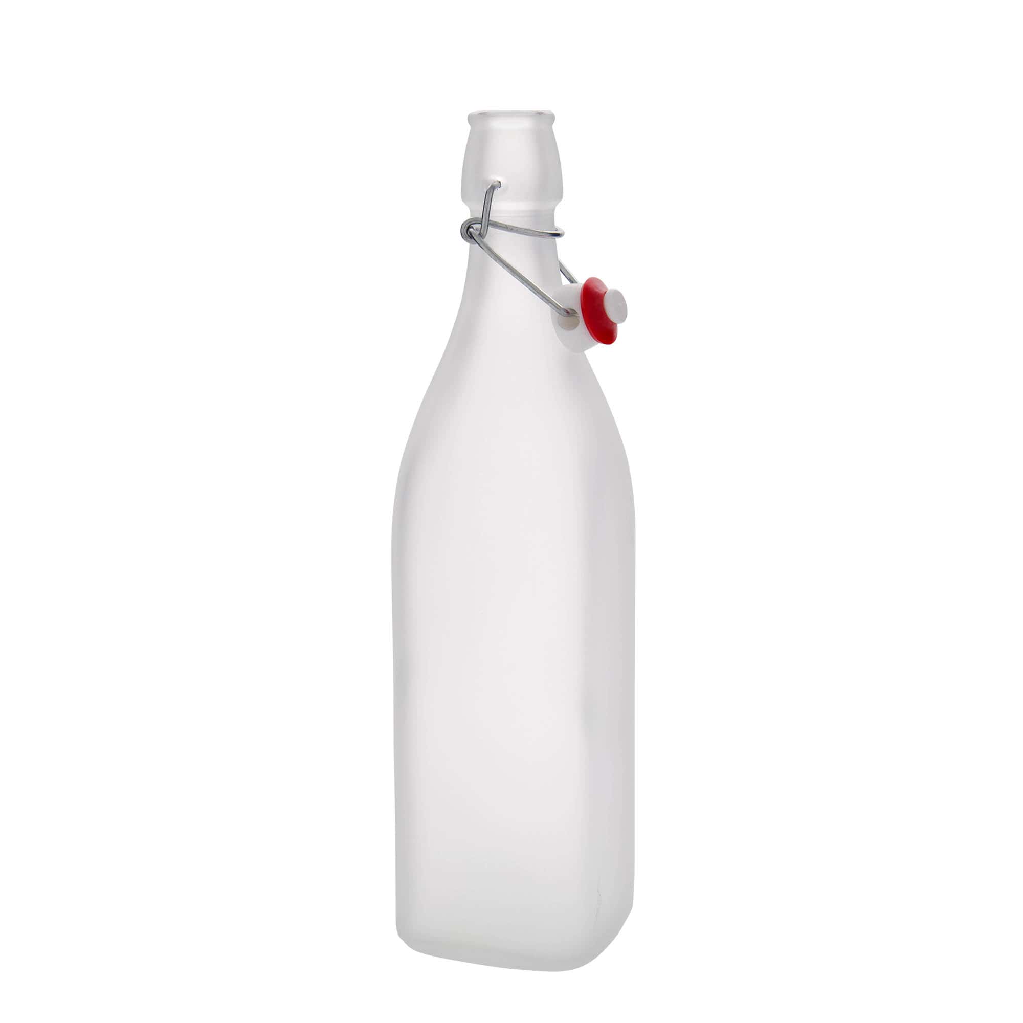 Γυάλινο μπουκάλι 'Swing' 1.000 ml, τετράγωνο, λευκό, στόμιο: μηχανικό πώμα