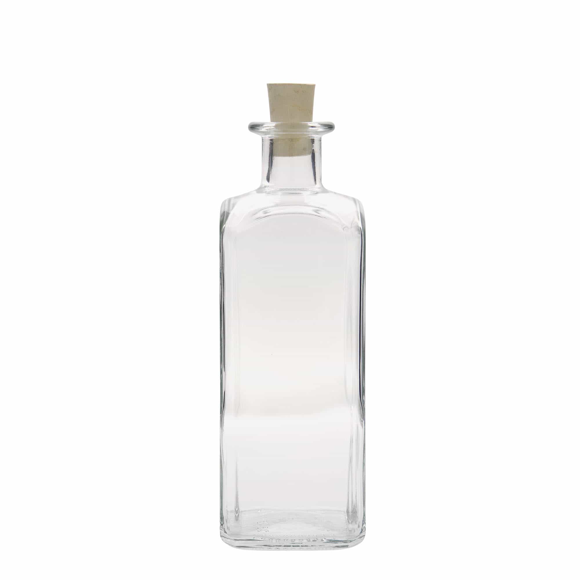 Γυάλινο μπουκάλι φαρμακείου 'Carré' 500 ml, τετράγωνο, στόμιο: φελλός