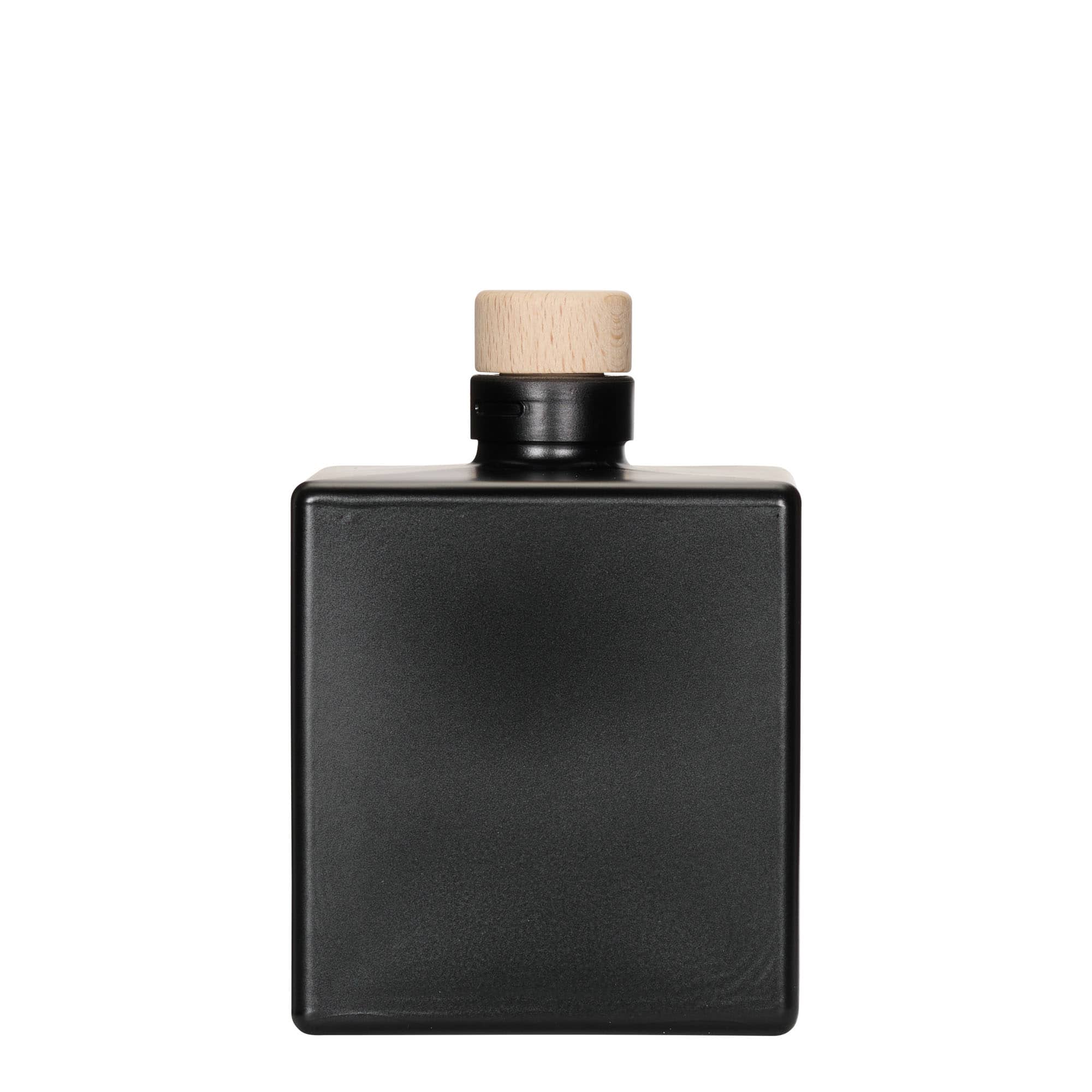Γυάλινο μπουκάλι 'Cube' 500 ml, τετράγωνο, μαύρο, στόμιο: φελλός