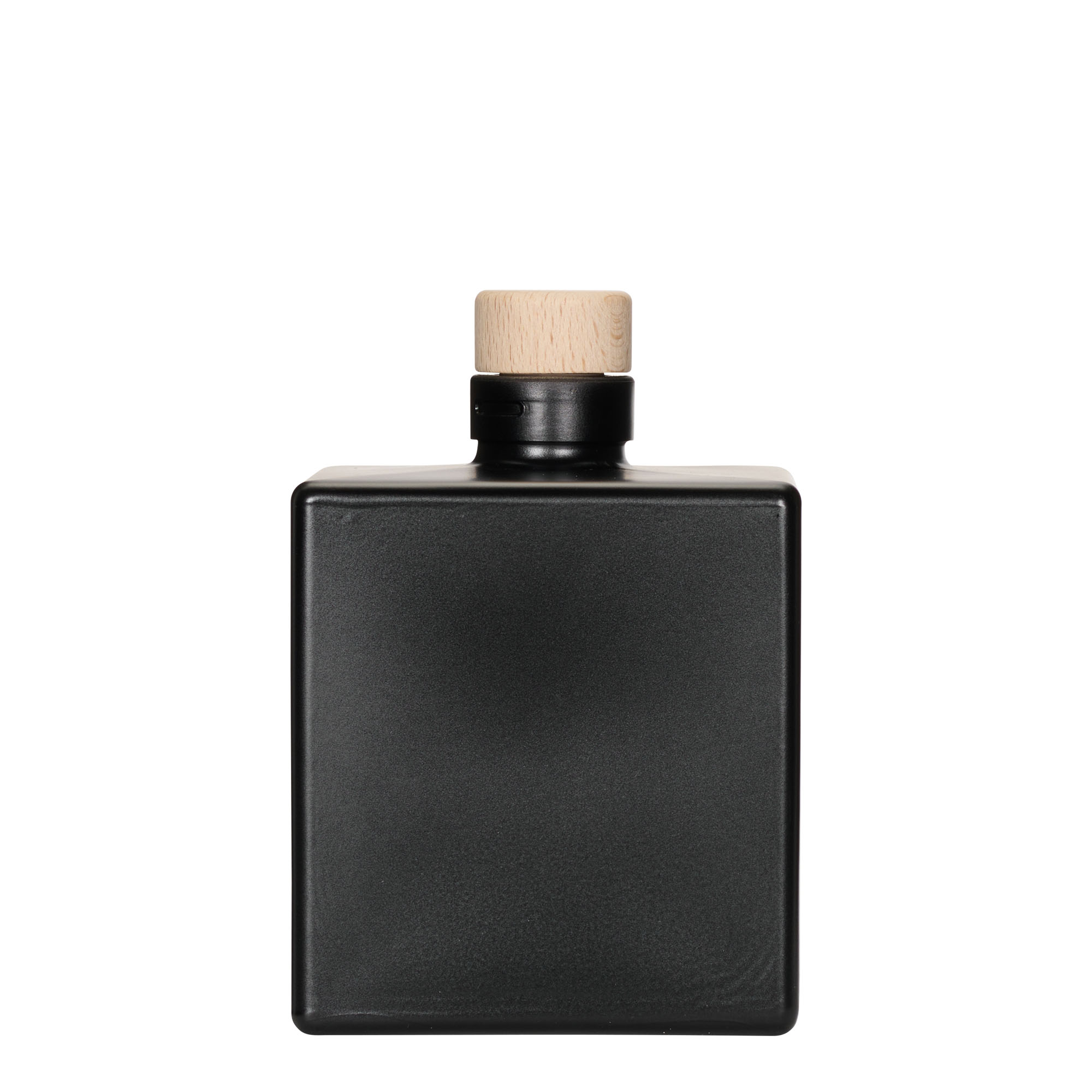 Γυάλινο μπουκάλι 'Cube' 500 ml, τετράγωνο, μαύρο, στόμιο: φελλός