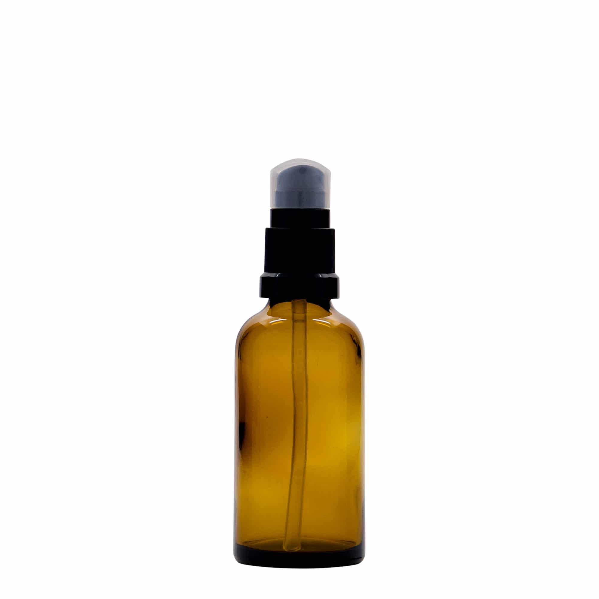 50 ml ιατρικό φιαλίδιο με αντλία λοσιόν, γυαλί, καφέ, στόμιο: DIN 18